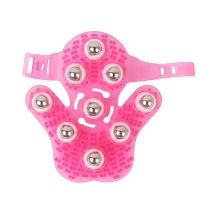 China Handheld Body Massager Glove with 9 Metal Roller Balls for Body Muscle Relaxation for sale