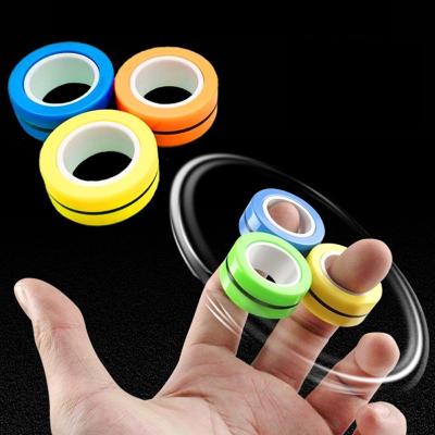 China Cement Plastic Adult Wiggle Toys Anti Sensory Stress Magnetic Rings Wiggle To Unzip Magic Toy Magnets Spinner Rings for sale