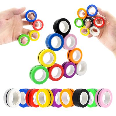 China Newest Newest Plastic Cement Hot Selling Colorful Magnetic Ring Finger Toy Finger Gyro Compass Toy With Supporting Focus for sale