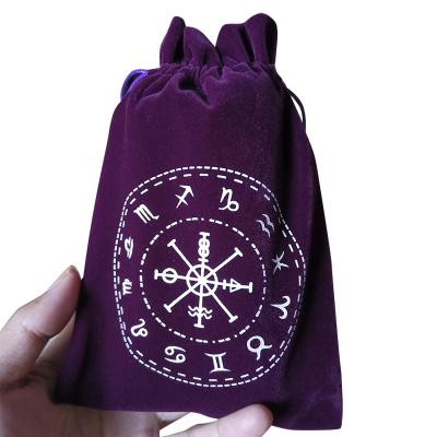 China Tarot Card Protect Board Game Faux Suede Velvet Tarot Cards Thick Custom Drawstring Pouch Drawstring Tarot Bag for sale