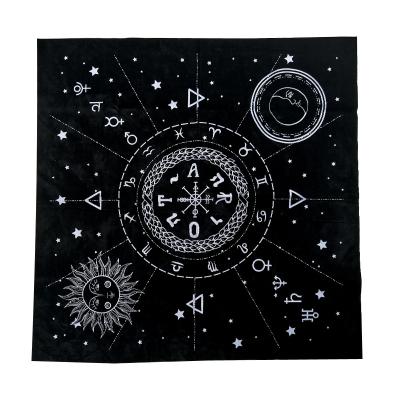 China Retro Twelve Constellations 49*49cm Tarot Card Tarot Velvet Fabric Divination Printed Altar Table Cloth for sale