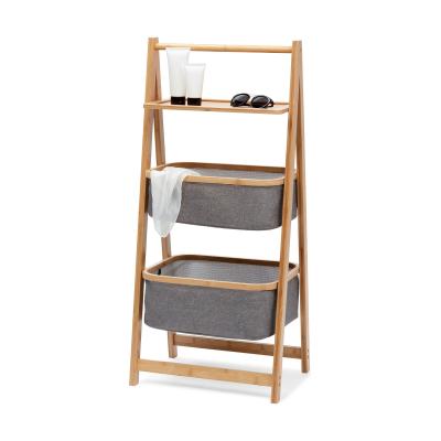 China Modern Bamboo One Word Bury Bamboo Cloth Art Receiving Rack Living Room Toilet Multilayer Receiving Basket for sale