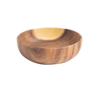 China Contemporary European Acacia Wood Wooden Bowl Large Round Salad Bowl for sale