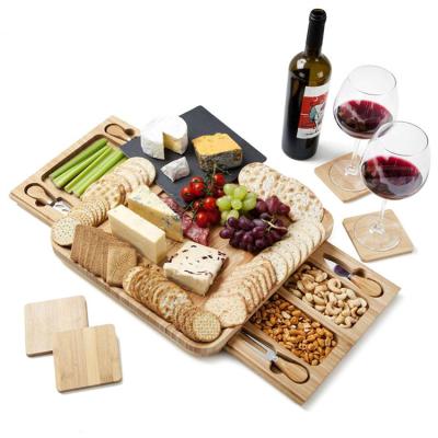 China Disposable Bamboo Cheese Board Cheese Board 4 Piece Set Dinner Chopper With Two Drawers To Order for sale