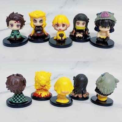 China Cartoon Toy 5pcs/Set Q Version PVC Figure Demon Slayer Kimetsu No Yaiba Nezuko Figure Anime Action Toy Figures for sale