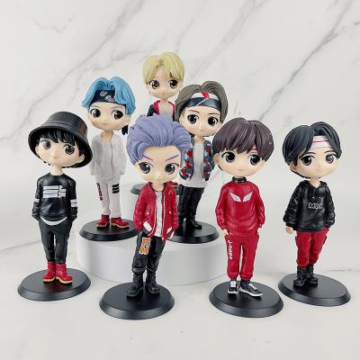 China Cartoon Toy 7pcs/set Q Version KPOP BTS Action Number Bangtan Boys Action Number Car Ornaments BT S Doll PVC Toys for sale