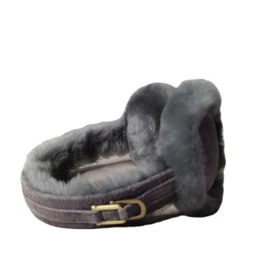 China Classic Winter Ear Muff Unisex Ear Warmer Shearling Outdoor Ear Muffs With Shearling Suede Covered Band Sheepskin Australia Ear Muff for sale