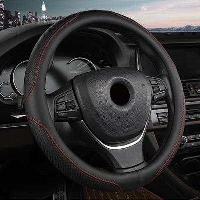 China Brief & Steering Wheel Cover Single Color Black And Red Car Leather Trim 15 Inch For Nissan Patrol Y61 Y62 Y60 Sunny Sentra Navara D40 Tiida Juke Frontier for sale