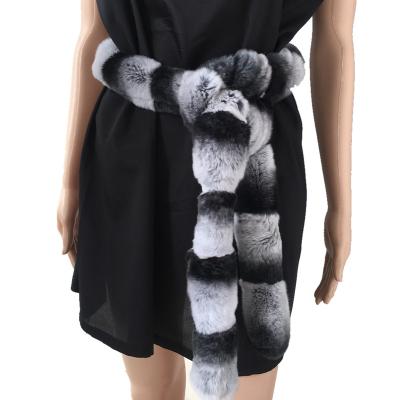 China Lexus Rex Rabbit Fur Natural Fur Scarf Length 180cm Long Belt Real Grass Bib For Men And Women Chinchilla for sale