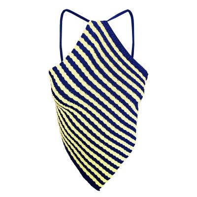 China Wholesale QUICK DRY Striped Knitted Backless Bodycon Mini Halter Crop Camis Top Crop Top Customize for sale