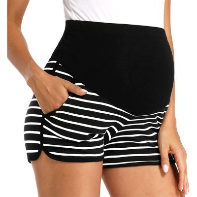 China Radiation Protection Hot Selling Casual Minimalist Striped Women's Knitted Shorts Babywearing Pants Maternity Pants for sale