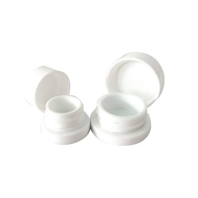 China Ceramics 5ml Cosmetic Glass Tiny Jar Concentrate Glass Container With Lid Child Safe White For Wholesale for sale