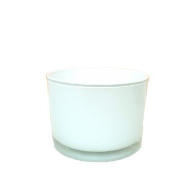 China Candle container quality white glass jar painted inside empty 530ml candle jar for sale