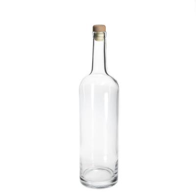 China Wholesale Beverage Liquor Clear Glass Wine Bottles Empty Round 1000ml Whiskey Wine Bottle for sale