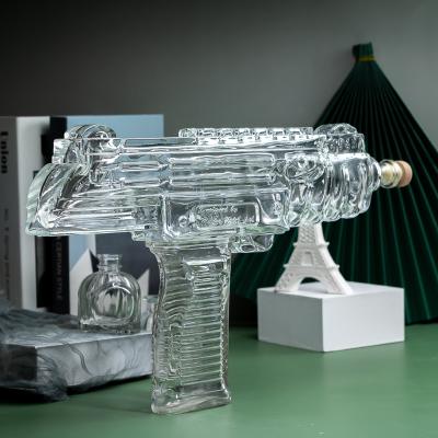 China Gift & Hot Sale Craft Gun Shaped Wine Bottle Styling Machine Gun Glass Wine Bottle for sale