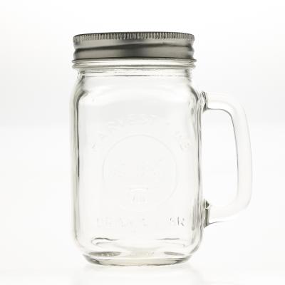 China Personal Care Factory Price 400ml Square Beverage Food Packaging Clear Glass Mason Jar for sale