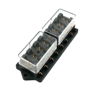 China Stylish Car Automotive Accessory For Vehicle Truck 12V 24V 10 Way Car Circuit Flat Plate Fuse Box Waterproof Holder for sale