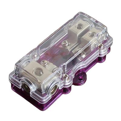 China Automotive 1 In 2 Way Car Fuse Box Holder Copper Plated Car Power Stereo Audio Fuse Holder for sale