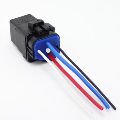 China Marine Waterproof Integrated 12v 40A 4pin Auto Car Automobile Relay Socket Wire Harness and Relay Holder Kit for sale