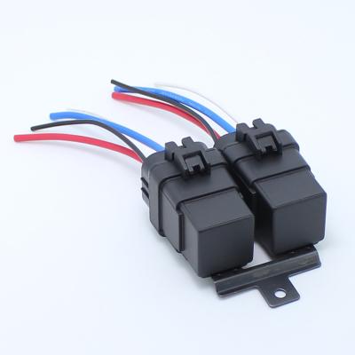 China Marine Waterproof Integrated 12v 40A 4pin 1+1 Car Automobile Relay Socket Wire Harness and Relay Holder Auto Kit for sale