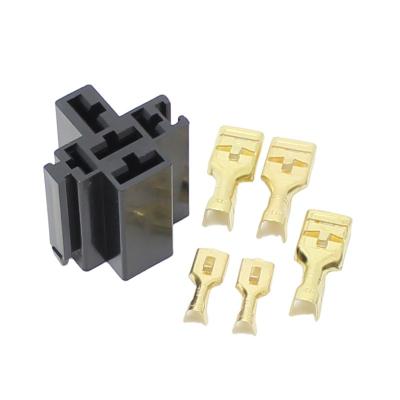 China High quality waterproof LOW VOLTAGE manufacturer relay socket 5pin auto base without wire 5*6.3mm terminal for sale