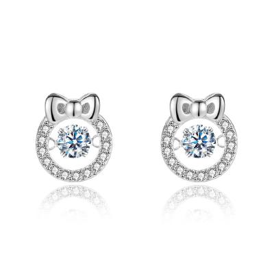 China Lovely European and American princess Bow Stud Earrings of small CZ-paver-earring-silver cute girls' earring stud 999 for sale