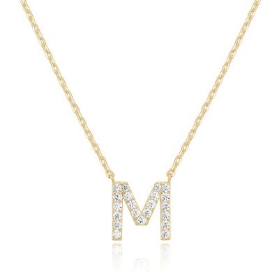 China Hot Selling TRENDY 925 Sterling Silver Cubic Zirconia Gold Plated Tasty Necklace Initial Letter Necklaces For Women for sale