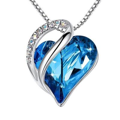 China FASHIONABLE Love Heart Silver S925 Infinity Pendant Necklace With Birthstone Crystals Birthday Mother's Necklaces For Women Gift for sale