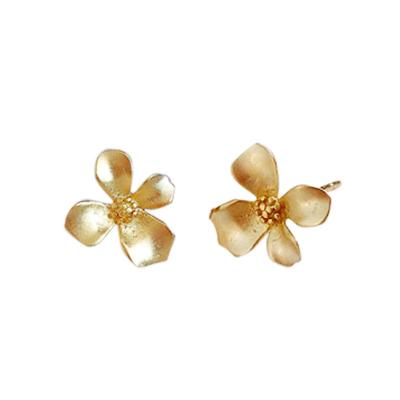 China Trendy Trendy Earrings 2023 New Silver Stud S925 Flower Earrings For Women Gold Plated Vintage Designer Flower Earrings for sale