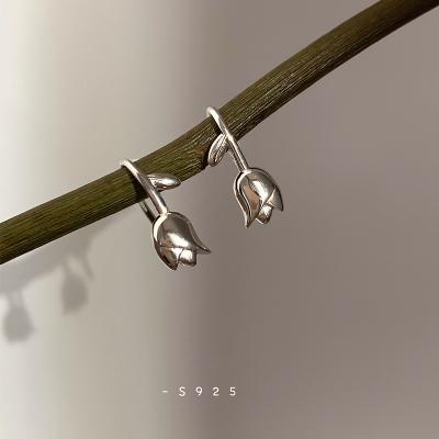 China New Vintage XIXI Design Flower Stud Earring 925 Sterling Silver Tulip Earrings For Women for sale