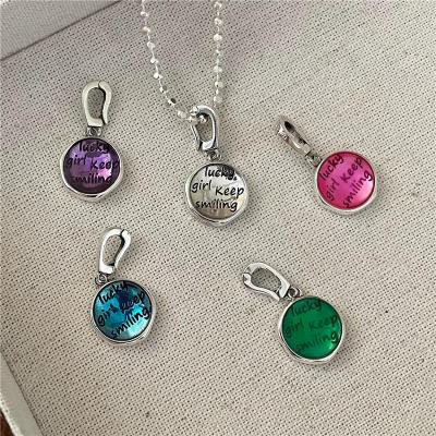 China Vintage Vintage Enamel Round Jewelry S925 Sterling Silver Letter Pendant Charms for Necklace Bracelets Bangles Jewelry Making Wholesale for sale