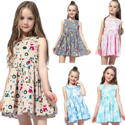 China Anti-wrinkle girl's pattern dress animal children European and American style summer dress for young girls princess dresses wholesale for sale