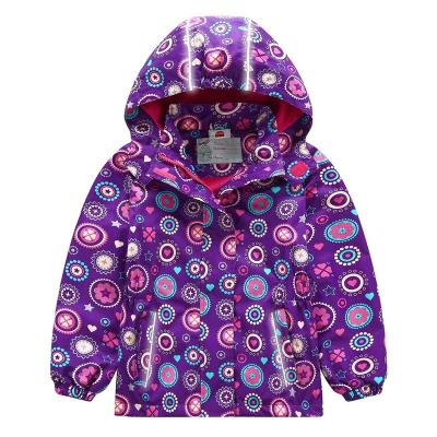 China Anti-wrinkle kids spring Autumn Jacket Coat Windproof Waterproof outdoor jacket for babies pattern hooded coat girls floral anorak for sale