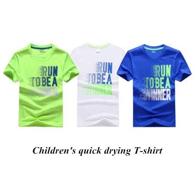 China Kids Summer Clothing Letters Pattern Anti-Shrink Boys Girls Short Sleeve Quick Dry T-Shirt For Kids Outwear Sports Running Clothes for sale