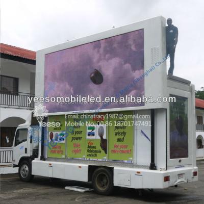 China election use mobile advertising truck with a lifting led screen and ad light box 4.8m(W)*2.4m(H) P10 for sale