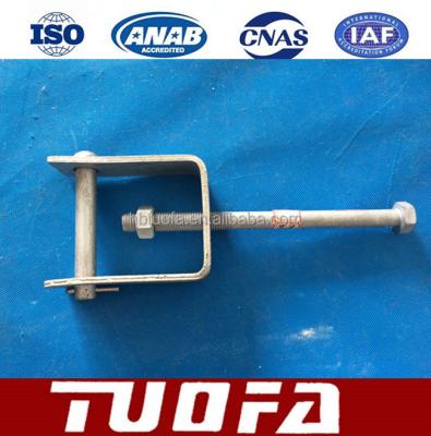 China Overhead line accessories we produce steel D iron bracket pocerlain insulator bracket D shape clevis for sale