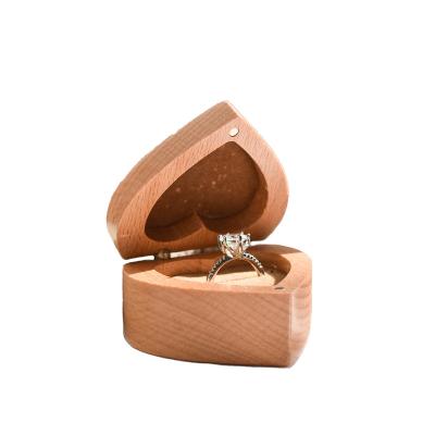 China 2021 Heart Eco-friendly Custom Jewelry Box Fashion Wooden Ring Box Luxury Velvet for sale