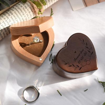 China Eco-friendly custom logo earrings necklace bracelet ring heart shape wooden packaging jewelry box for sale