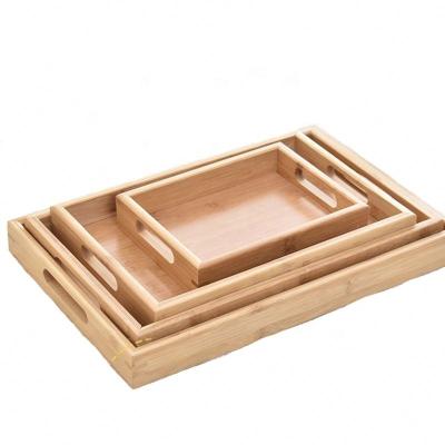 China Tray Personalized Cheap Wood Eco-Friendly Home Wooden Serving Tray With Rattan Restaurant and Home Tray for sale