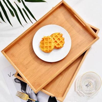 China Eco-friendly Hotel High Quality Home Size Custom Food Drink Lobby Bamboo Wooden Serving Tray for sale