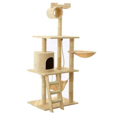 China Wholesale beige classy plush cardboard sisal house tower cat stocked funny tree for sale