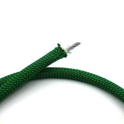 China Steel + nylon braided rope in green color nylon with steel wire core for sale