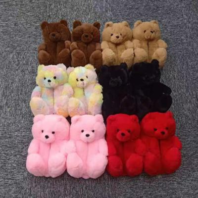 China Indoor. Factory Price Teddy Bear Slippers Women Outdoor Cute Fur Slides Indoor Bedroom Slides Slides For Women And Kids for sale