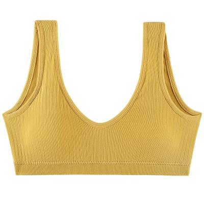 China One-piece Seamless Bra Wireless V-neck Sleep Bra Traceless Wire Free Backless for sale