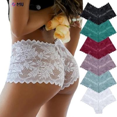 China Anti-Bacterial FINETOO Women Lace Boyshort Sexy Floral Panties S-XL Girls Low-Rise Underwear Ladies Comfortable Underpants Female Lingerie 2022 for sale