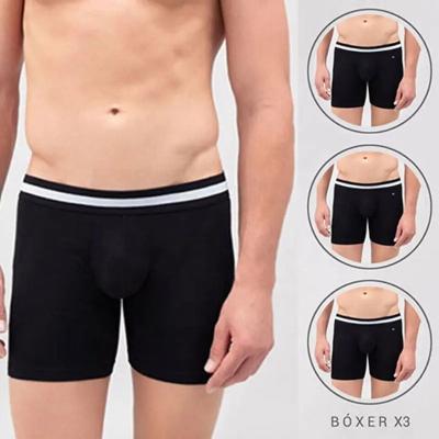 China Anti-Bacterial Wholesale China Hot Sale Soft Cotton Men's Boxer Briefs Black 3 Piece Pack Boxer Comfortable Men's Polyester Underwear for sale