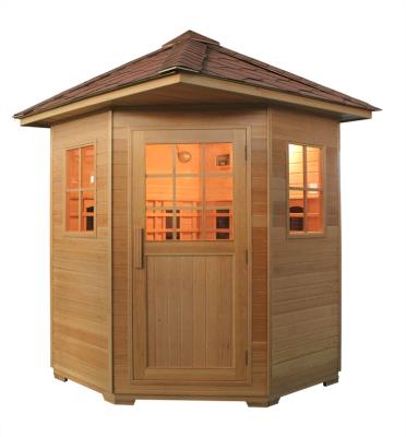 China Computer Control Panel 4 Person Best Price Outdoor Far Infrared Sauna Room With Ceramic Heater for sale