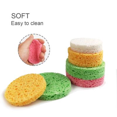 China Viable Wholesale Reusable Circular Cellulose Sponge Wood Pulp Kitchen Wash Dish Cleaning for sale