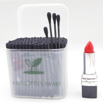 China Wholesale Personal Care Manufacturers Makeup Stick Cotton Bud Charcoal Black Paper Cotton Pad for sale