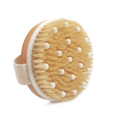 China All Natural Eco Natural Pearl Hair Scrubber Exfoliator Wooden Dry Log Massage Skin Body Brush for sale